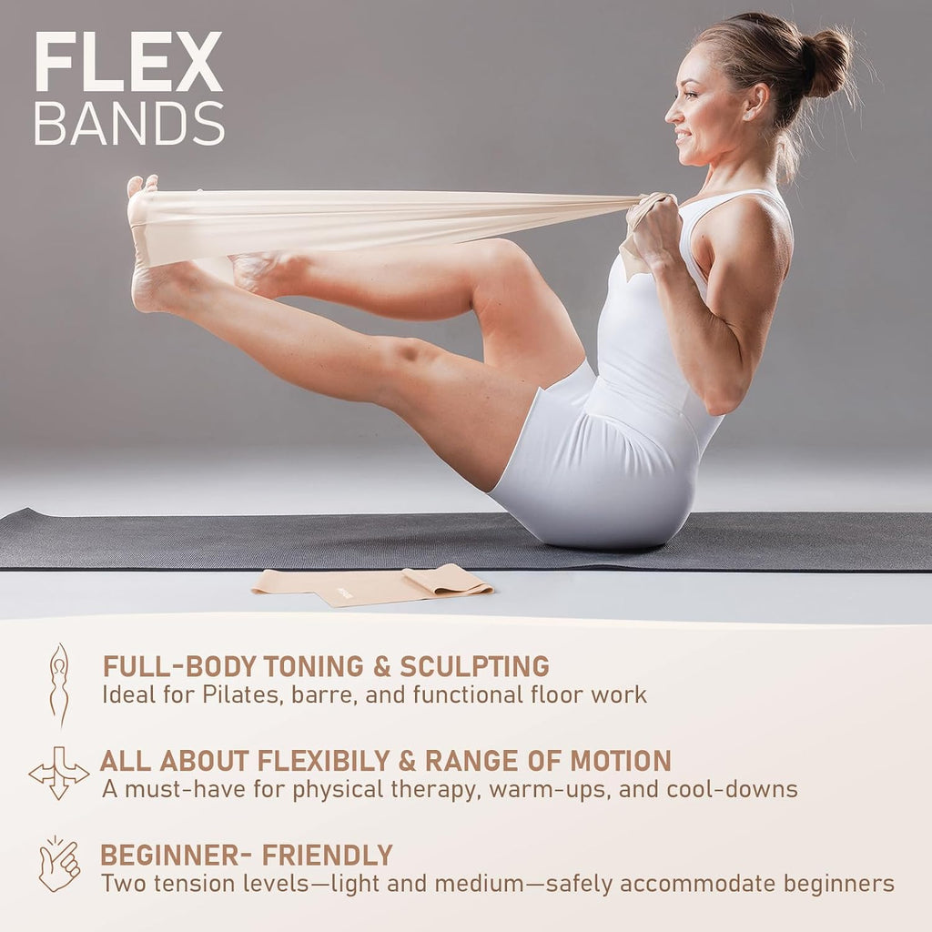 Pilates Kit, 15-Inch Pilates Ring with 1X Pilates Ball & 5X Bands | Aesthetic Home Pilates Equipment Set, Essential Kit for Beginners in Minimalist Style. Comes in Premium Packaging