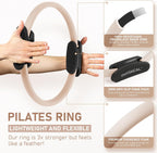 Pilates Kit, 15-Inch Pilates Ring with 1X Pilates Ball & 5X Bands | Aesthetic Home Pilates Equipment Set, Essential Kit for Beginners in Minimalist Style. Comes in Premium Packaging