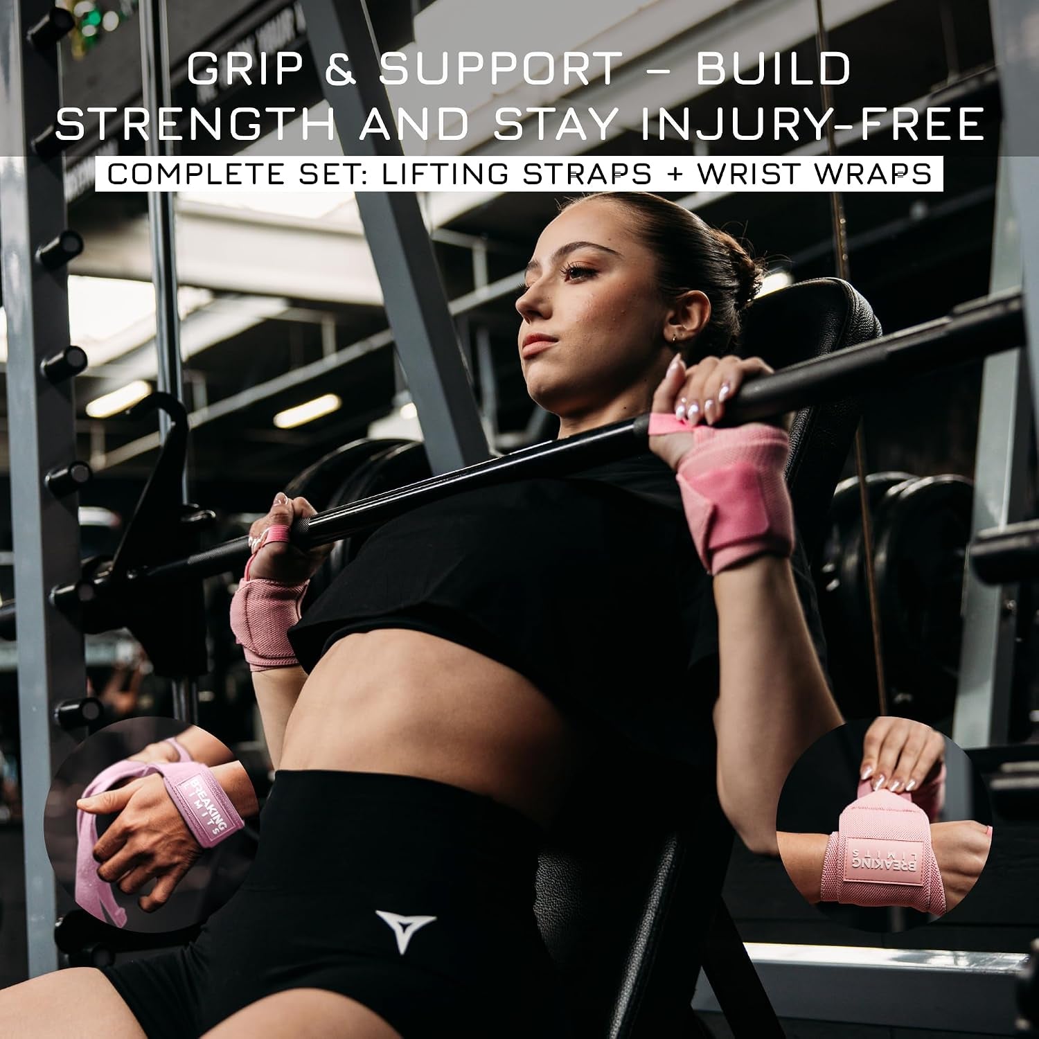 Lifting Straps & Wrist Wraps for Weightlifting Men & Women | Wrist Straps for Weightlifting, Workout Gym Straps, Deadlift Straps, Cotton, Neoprene, Thumb Loops, Reinforced Stitching