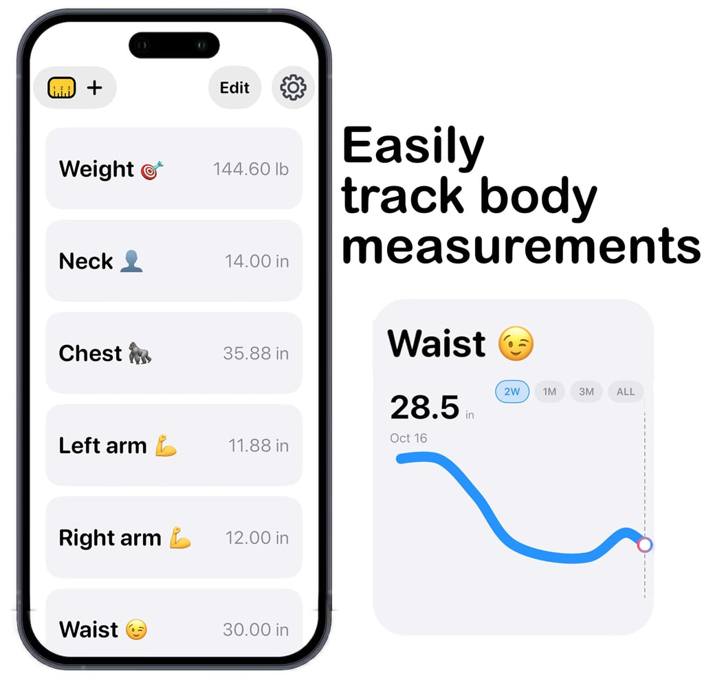 Body Tape Measure – Body Measuring Tape for Body Measurements – Waist | Progress Charts, Find Your Body Fat %, Easily Track Body Measurements