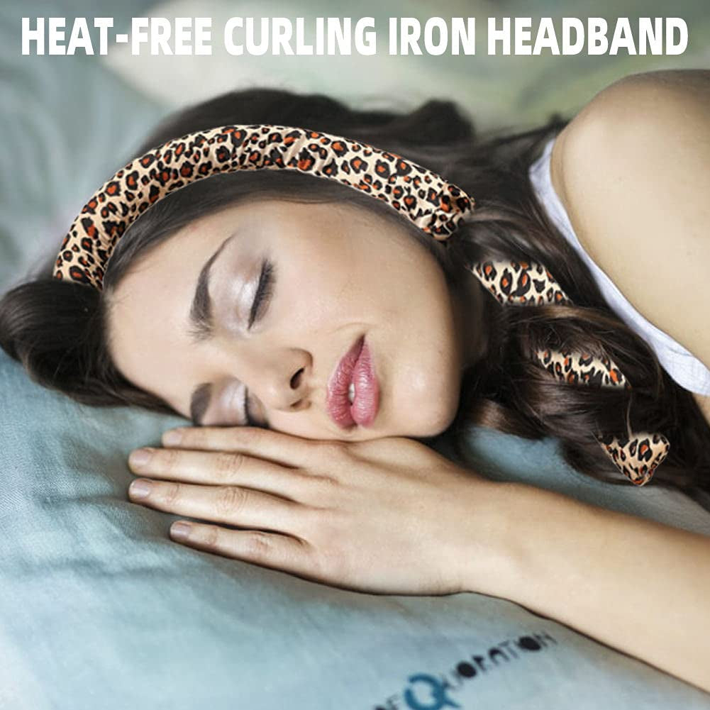Heatless Curling Rod Headband No Heat Silk Ribbon Curling Rod Hair Roller Curls with Hair Claw Clip Lazy Natural Soft Wave DIY Hair Rollers Styling Tool for Sleep in Overnight (Bao)